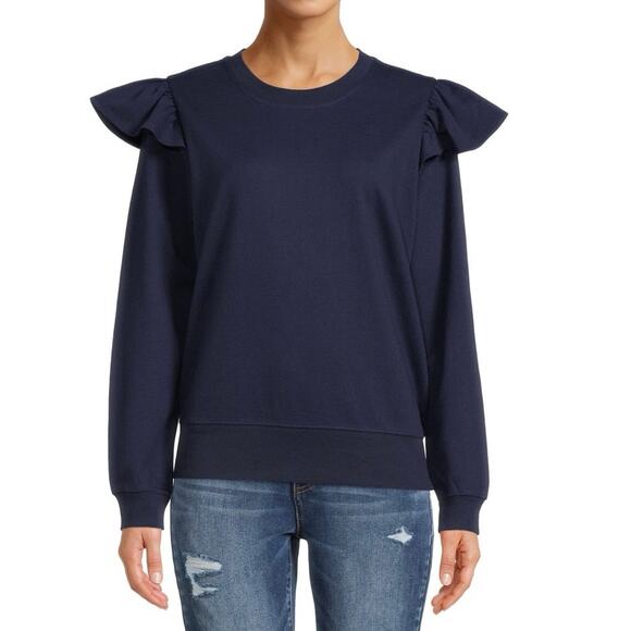 Time And Tru Women's Ruffle Sweatshirt - Picture 1 of 6